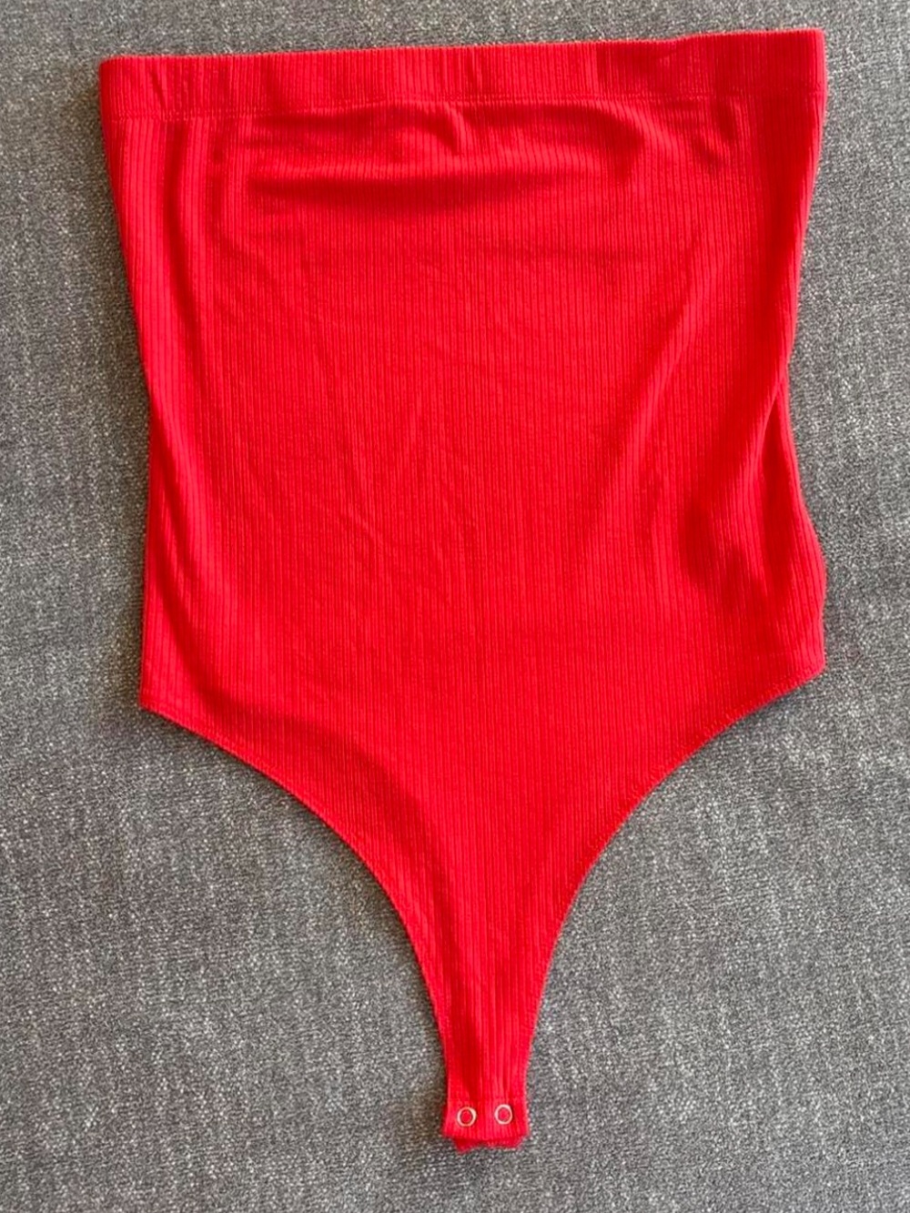 Double Zero Bright Red Ribbed Strapless Bodysuit